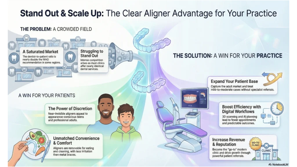 Infographic on the benefits of Clear Aligners for Dentists