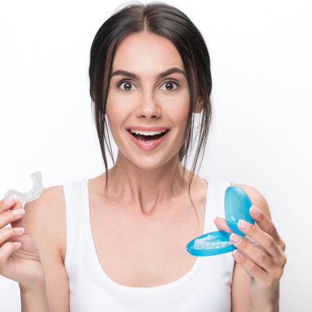Clear aligner case and trays for daily orthodontic care